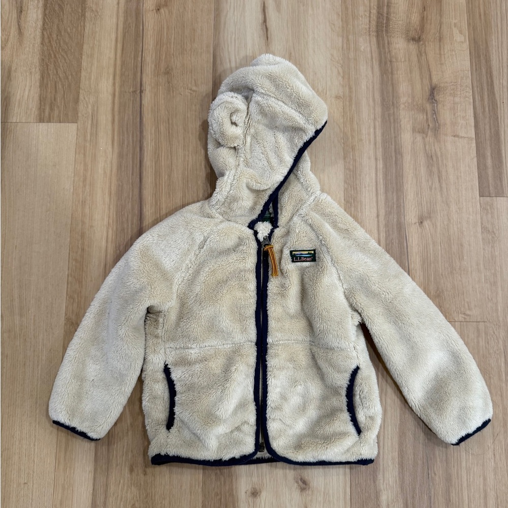 L.L. Bean Beige Fuzzy Bear Fleece Jacket